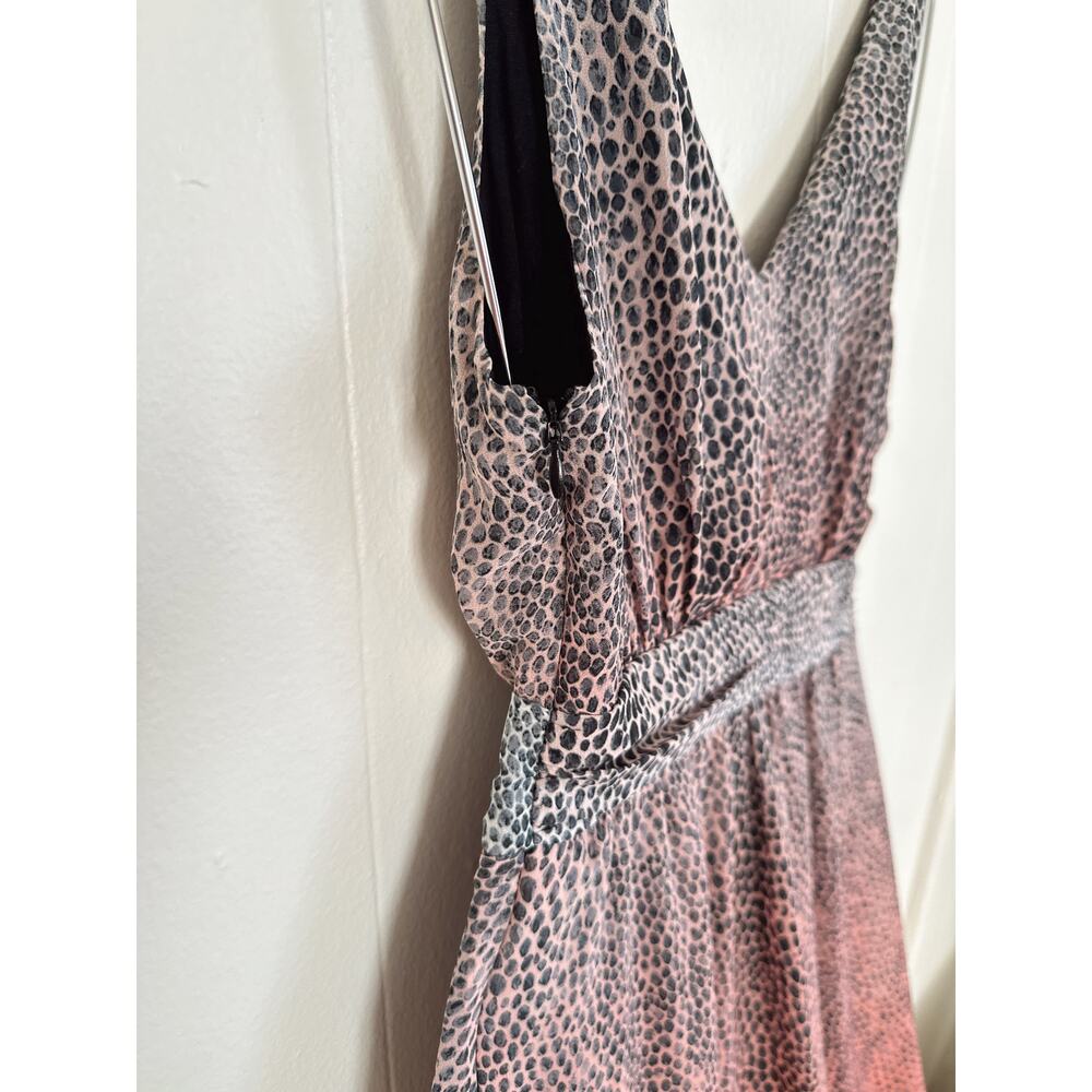 Guess Ombre Animal Print High-Low Faux-Wrap Maxi Dress Black Size XS EUC - Picture 6 of 9